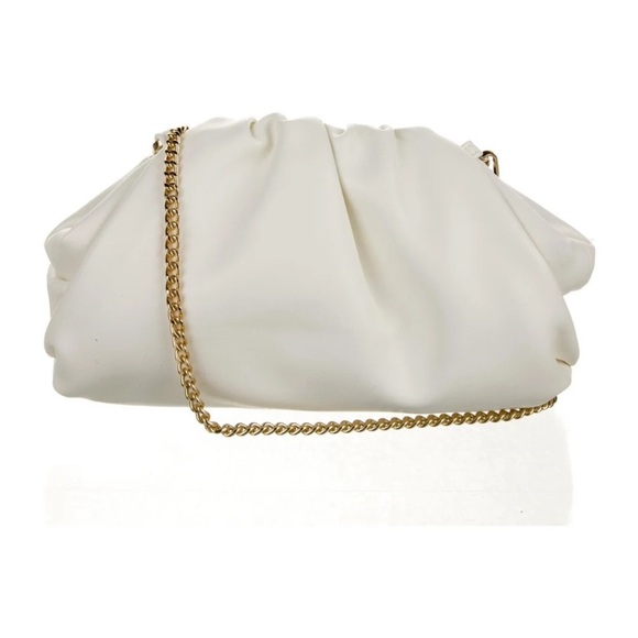 understated leather Handbags - New Understated Leather clamshell clutch  Vegan Leather handbag/Crossbody ivory